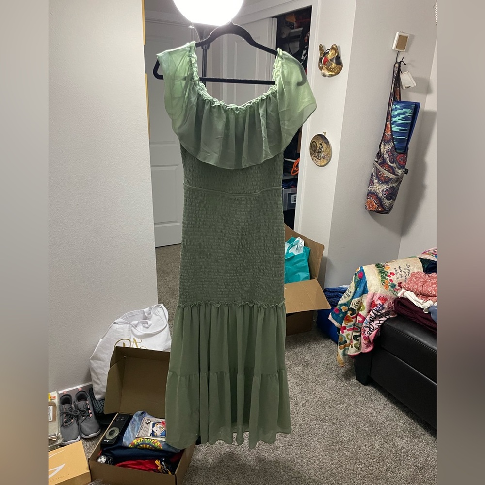 Sage Green Smocked Dress